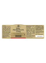 Solgar Zinc Picolinate 22 mg - 100 Tablets