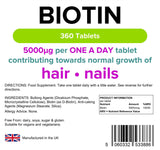 Lindens Biotin 5.0mg - 360 Tablets