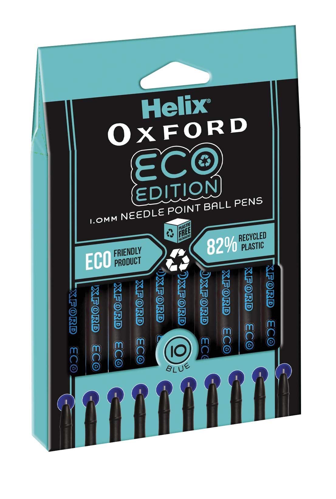 Helix Oxford Eco Ballpoint Pens x10 Pack - Blue Ink