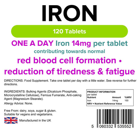 Lindens Iron 14mg - 120 Tablets