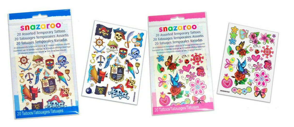 Snazaroo Temporary Face Paint Tattoos - 20 Tattoos