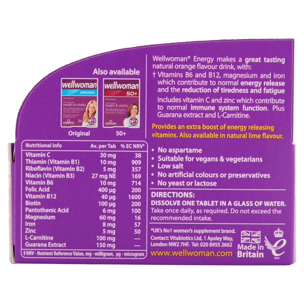 Vitabiotics Wellwoman Energy Natural Orange Flavour - 10 Effervescent Tablets