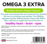 Lindens Omega 3 Fish Oil Extra (55% DHA/EPA) 1000mg - 90 Capsules