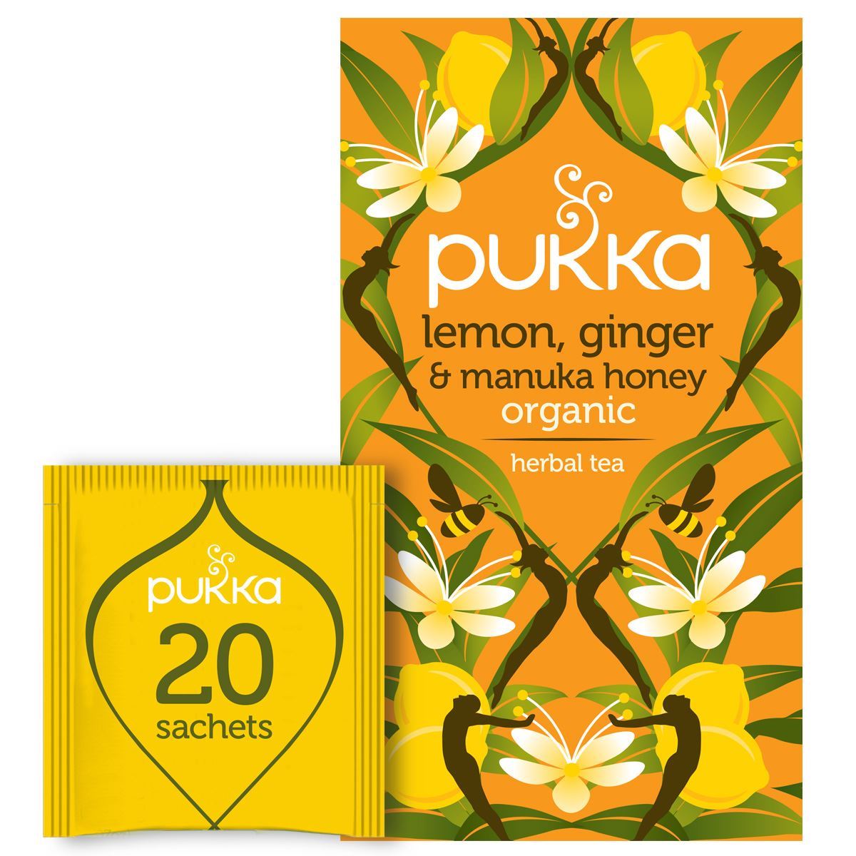 Pukka Herbal Organic Teas - Lemon, Ginger & Manuka Honey - Pack of 4