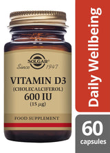 Solgar Vitamin D3 (Cholecalciferol) 600 IU (15 µg) - 60 Vegicaps