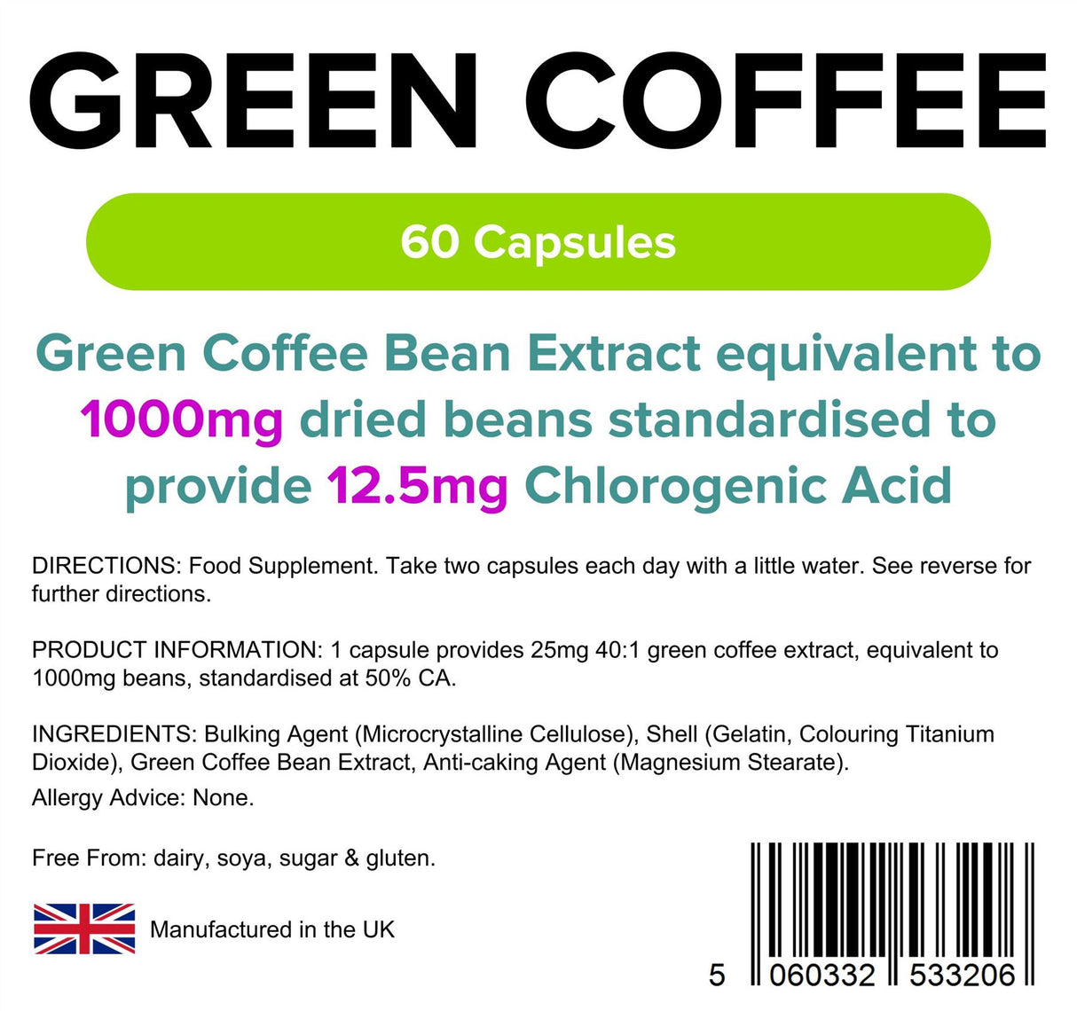 Lindens Green Coffee 1000mg - 60 Capsules