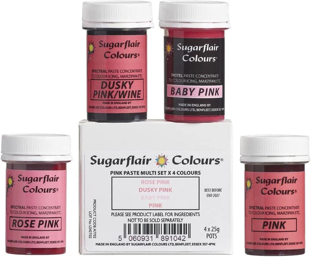 Sugarflair Spectral Paste Pink Set - Pack of 4