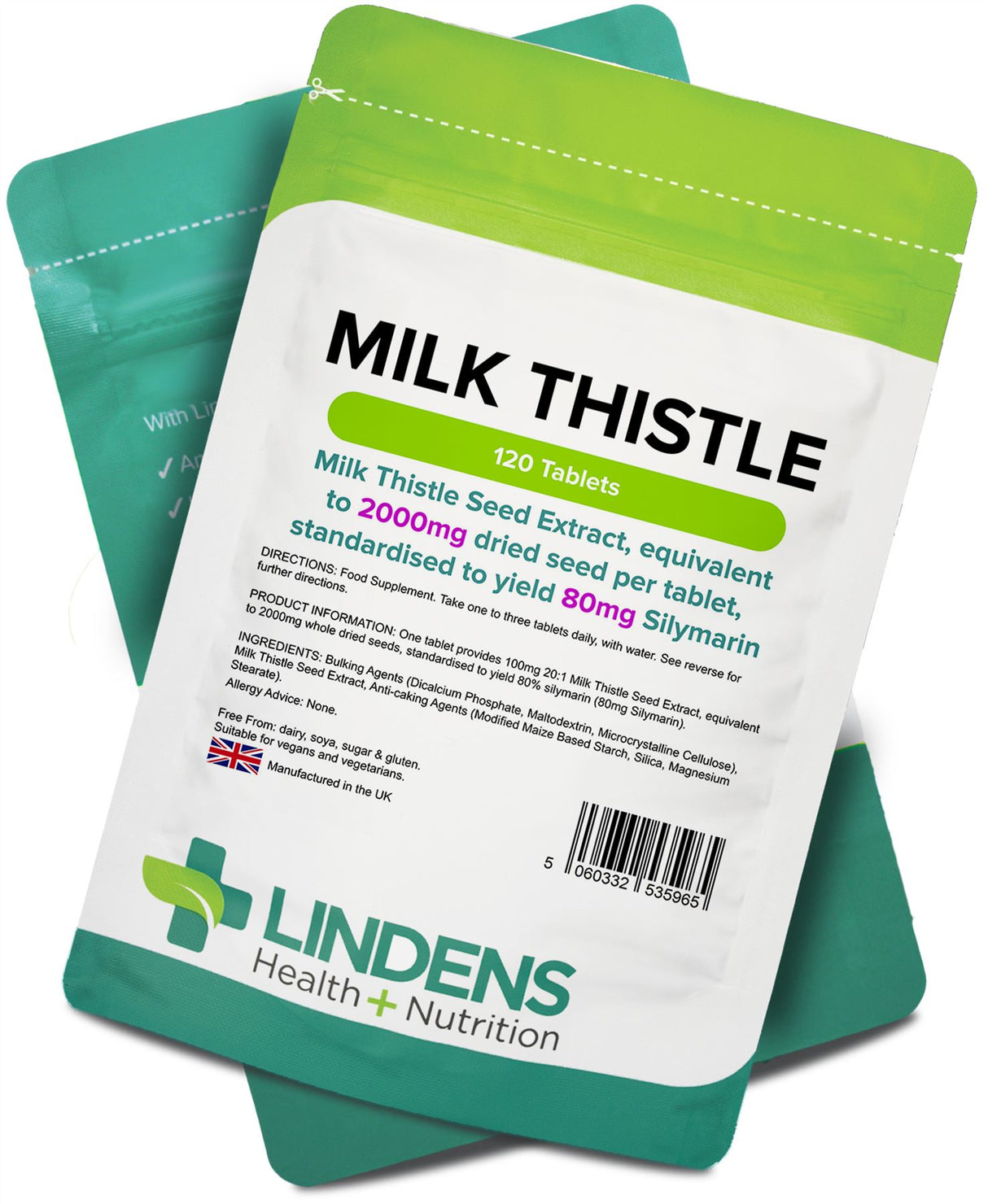 Lindens Milk Thistle 100mg  (eq 2000mg  seed) - 120 Tablets