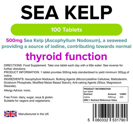 Lindens Kelp 500mg - 100 Tablets