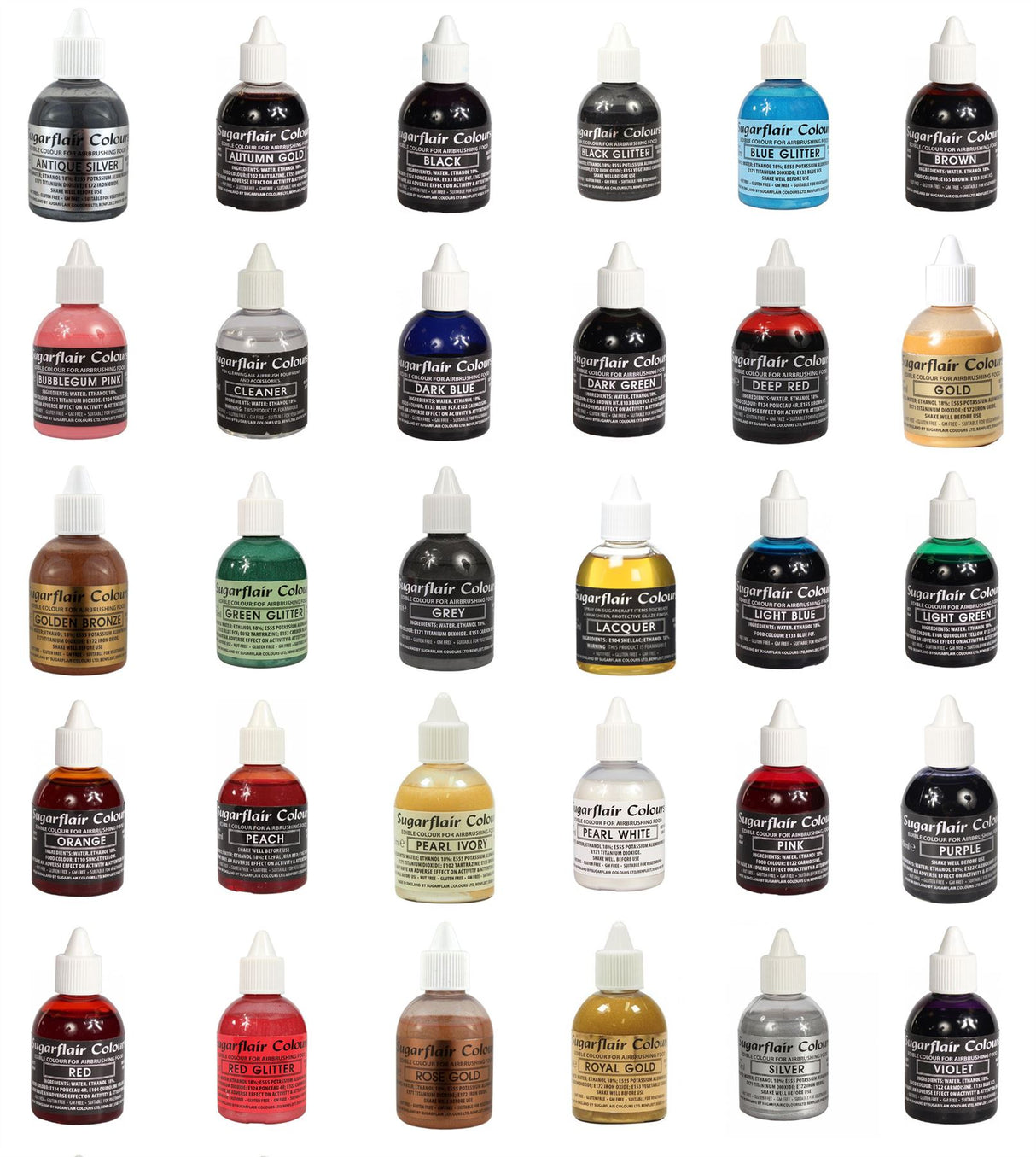 Sugarflair AIRBRUSH Edible Liquid Colours - 60ml All Shades