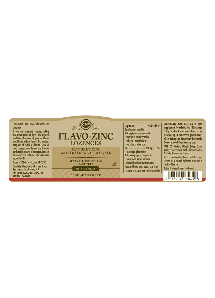 Solgar Flavo Zinc Lozenges - 50 Lozenges