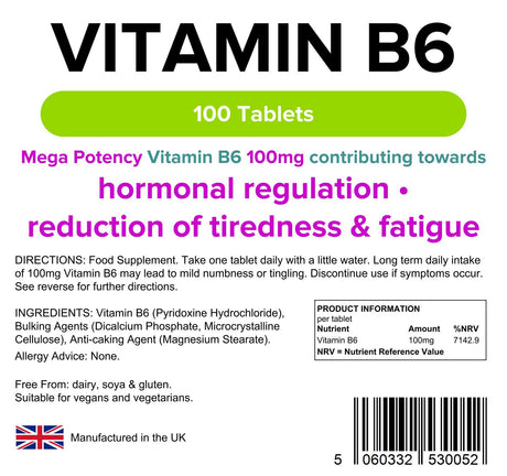 Lindens Vitamin B6 100mg - 100 Tablets