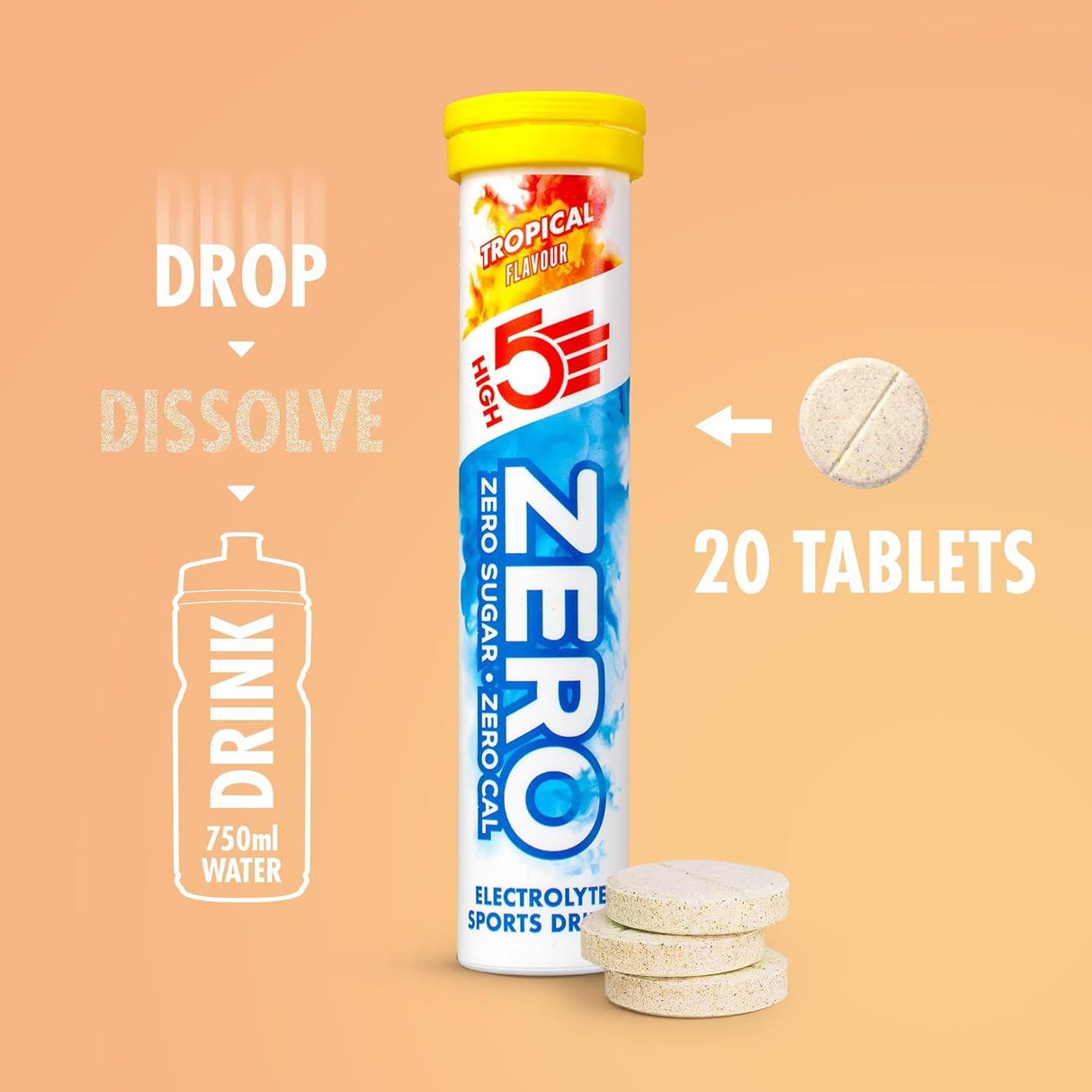 High 5 Zero Electrolyte Sports Hydration Drink - 20 Tablets- All Flavours