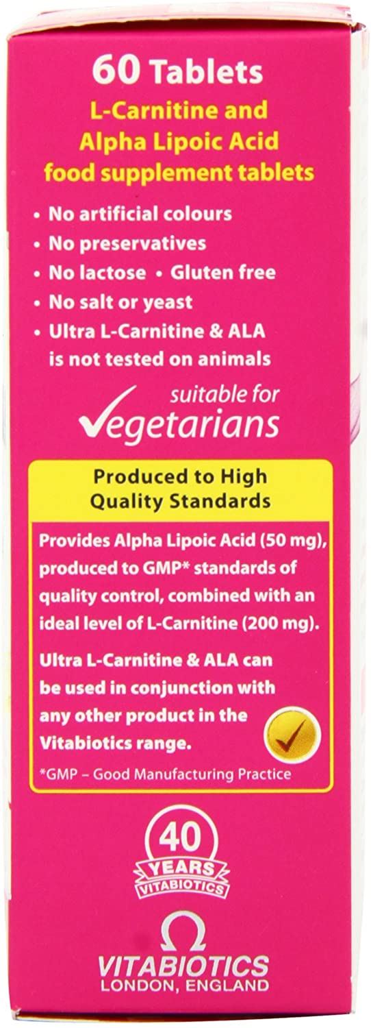 Vitabiotics Ultra L-Carnitine 200mg and ALA 50mg - 60 Tablets